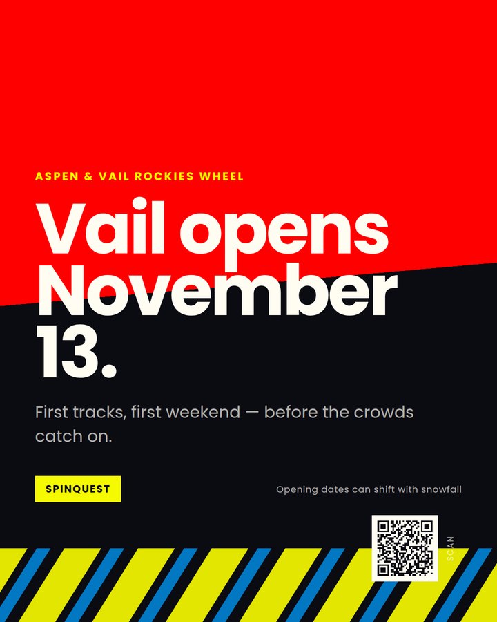 A finished social post about Vail's opening day